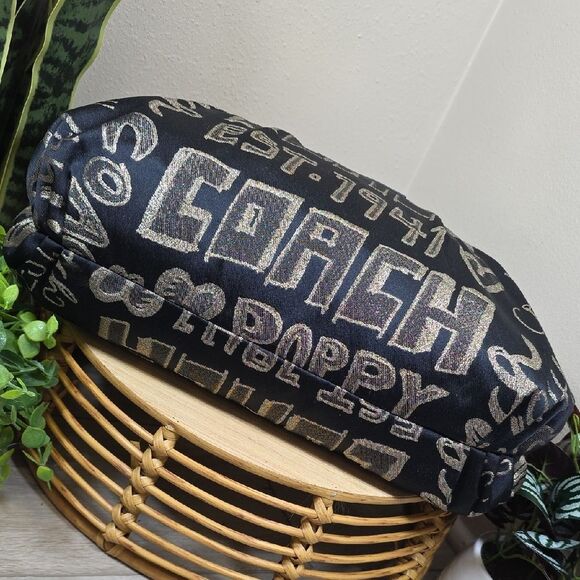 Coach RARE Black Poppy Story Patch Glam Bag with Gold Accents - Picture 9 of 13